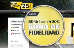 Bono de fidelidad para jugadores activos en Interwetten casino